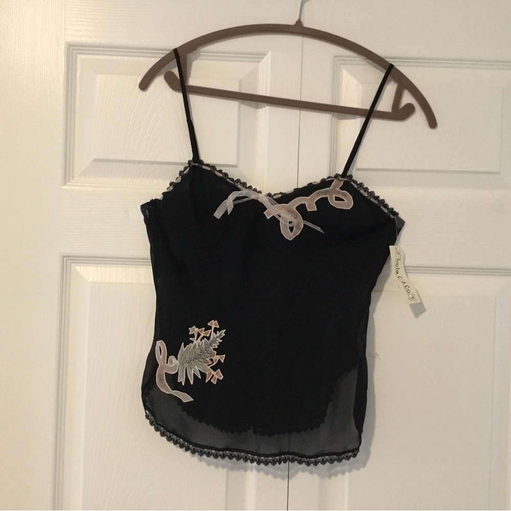 Final price. Lola Black Camisole with Floral Accents